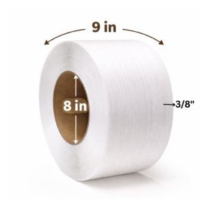 Plastic Strapping  3/8", Machine Grade, 300 Test, White, 12,900 length